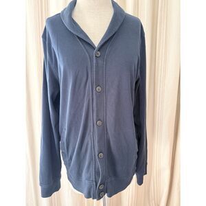 Thomas Parker New York Navy Cotton Shawl Collar Grandpa Cardigan Large